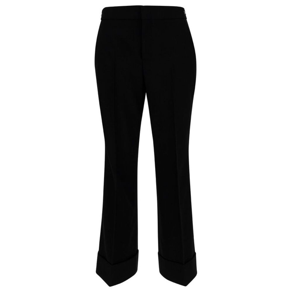 Gucci Women Black Slim Pants With Web Detail In Wool Woman